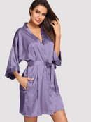 Solid<b style="color:White;"><font size="1"> -</font></b>Self Belted Robe