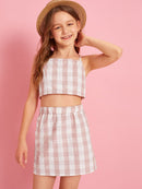 Girls<b style="color:White;"><font size="1"> -</font></b>Gingham<b style="color:White;"><font size="1"> -</font></b>Cami Top and Skirt Set