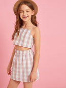 Girls<b style="color:White;"><font size="1"> -</font></b>Gingham<b style="color:White;"><font size="1"> -</font></b>Cami Top and Skirt Set