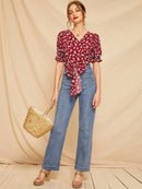 Ditsy<b style="color:White;"><font size="1"> -</font></b>Floral Tie Front Blouse