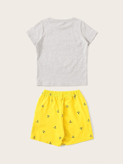 Toddler<b style="color:White;"><font size="1"> -</font></b>Boys<b style="color:White;"><font size="1"> -</font></b>Letter<b style="color:White;"><font size="1"> -</font></b>Embroidery Tee With Anchor Print Shorts