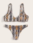 Snakeskin<b style="color:White;"><font size="1"> -</font></b>Print<b style="color:White;"><font size="1"> -</font></b>Knot Front Bikini Set