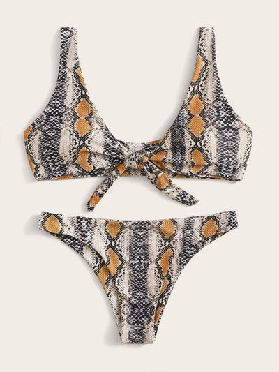 Snakeskin<b style="color:White;"><font size="1"> -</font></b>Print<b style="color:White;"><font size="1"> -</font></b>Knot Front Bikini Set