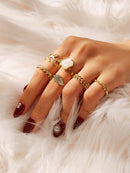 Leaf &<b style="color:White;"><font size="1"> -</font></b>Spiral Detail Ring Set 6pcs