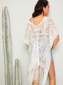 Fringe<b style="color:White;"><font size="1"> -</font></b>Hem<b style="color:White;"><font size="1"> -</font></b>Sheer Lace Cover Up