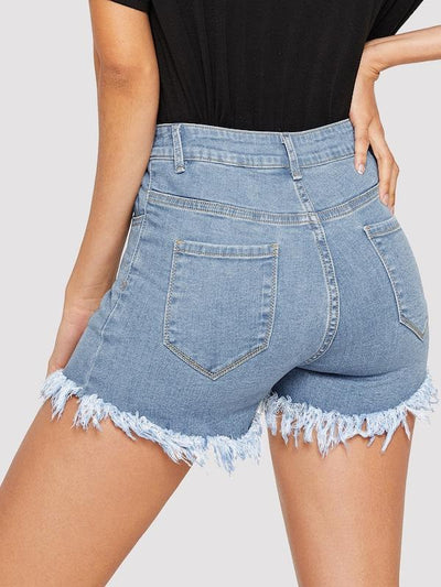 Raw<b style="color:White;"><font size="1"> -</font></b>Hem Denim Shorts