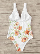 Random<b style="color:White;"><font size="1"> -</font></b>Floral<b style="color:White;"><font size="1"> -</font></b>Tie Front One Piece Swimsuit