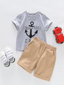 Toddler<b style="color:White;"><font size="1"> -</font></b>Boys<b style="color:White;"><font size="1"> -</font></b>Anchor<b style="color:White;"><font size="1"> -</font></b>& Letter Print Tee With Bermuda Shorts