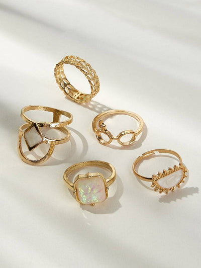 Gemstone<b style="color:White;"><font size="1"> -</font></b>Decor Hollow Out Ring 5pcs