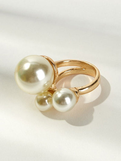 Faux<b style="color:White;"><font size="1"> -</font></b>Pearl<b style="color:White;"><font size="1"> -</font></b>Decor Double Layered Ring 1pc