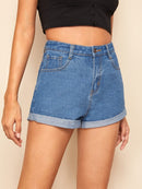 Cuffed<b style="color:White;"><font size="1"> -</font></b>Hem Denim Shorts