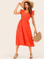 Neon<b style="color:White;"><font size="1"> -</font></b>Red<b style="color:White;"><font size="1"> -</font></b>Butterfly Sleeve Belted Dress