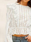 Ruffle<b style="color:White;"><font size="1"> -</font></b>Trim Schiffy Peplum Top