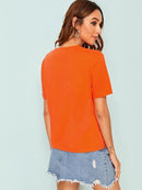 Neon<b style="color:White;"><font size="1"> -</font></b>Orange Slogan Print Tee