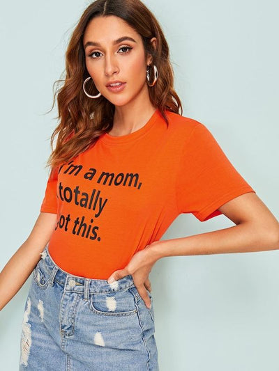 Neon<b style="color:White;"><font size="1"> -</font></b>Orange Slogan Print Tee