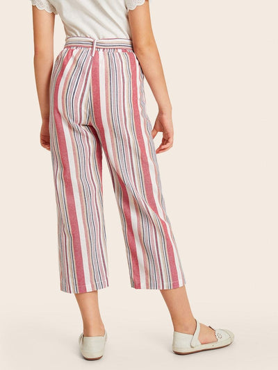 Girls<b style="color:White;"><font size="1"> -</font></b>Self<b style="color:White;"><font size="1"> -</font></b>Belted Slant Pocket Striped Pants