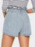 Ruffle<b style="color:White;"><font size="1"> -</font></b>Waist<b style="color:White;"><font size="1"> -</font></b>Slant Pocket Denim Shorts