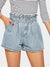 Ruffle<b style="color:White;"><font size="1"> -</font></b>Waist<b style="color:White;"><font size="1"> -</font></b>Slant Pocket Denim Shorts