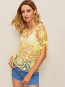 Crochet<b style="color:White;"><font size="1"> -</font></b>Guipure<b style="color:White;"><font size="1"> -</font></b>Lace Cover Up Without Bra