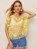 Crochet<b style="color:White;"><font size="1"> -</font></b>Guipure<b style="color:White;"><font size="1"> -</font></b>Lace Cover Up Without Bra