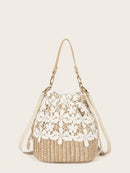 Flower<b style="color:White;"><font size="1"> -</font></b>Detail Crochet Woven Satchels