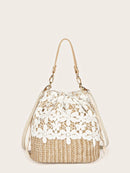 Flower<b style="color:White;"><font size="1"> -</font></b>Detail Crochet Woven Satchels