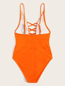 Neon<b style="color:White;"><font size="1"> -</font></b>Criss Cross Plunging One Piece Swimsuit