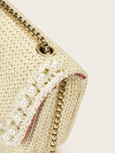 Faux<b style="color:White;"><font size="1"> -</font></b>Pearl<b style="color:White;"><font size="1"> -</font></b>Decor Flap Crossbody Bag