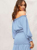 Frilled<b style="color:White;"><font size="1"> -</font></b>Off<b style="color:White;"><font size="1"> -</font></b>Shoulder Lantern Sleeve Top