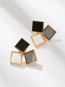 Color-block<b style="color:White;"><font size="1"> -</font></b>Square Stud Earrings 1pair