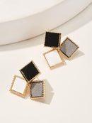 Color-block<b style="color:White;"><font size="1"> -</font></b>Square Stud Earrings 1pair