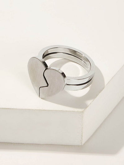 Half<b style="color:White;"><font size="1"> -</font></b>Heart Decor Ring 2pcs