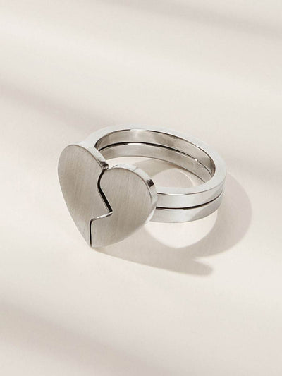 Half<b style="color:White;"><font size="1"> -</font></b>Heart Decor Ring 2pcs