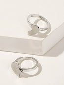 Half<b style="color:White;"><font size="1"> -</font></b>Heart Decor Ring 2pcs