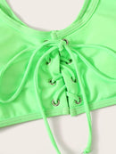 Lace-up<b style="color:White;"><font size="1"> -</font></b>Scoop<b style="color:White;"><font size="1"> -</font></b>Neck Top With Panty Bikini