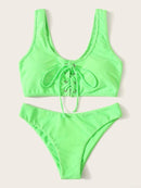 Lace-up<b style="color:White;"><font size="1"> -</font></b>Scoop<b style="color:White;"><font size="1"> -</font></b>Neck Top With Panty Bikini