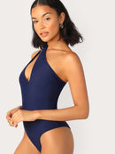 Low<b style="color:White;"><font size="1"> -</font></b>Back One Shoulder One Piece Swimwear