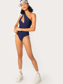 Low<b style="color:White;"><font size="1"> -</font></b>Back One Shoulder One Piece Swimwear