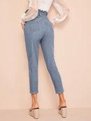 Light<b style="color:White;"><font size="1"> -</font></b>Wash<b style="color:White;"><font size="1"> -</font></b>Button Fly Paperbag Waist Jeans