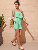 Solid<b style="color:White;"><font size="1"> -</font></b>Frill Blouson Tube Romper