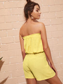 Solid<b style="color:White;"><font size="1"> -</font></b>Frill Blouson Tube Romper