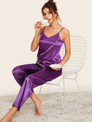 Satin<b style="color:White;"><font size="1"> -</font></b>Cami<b style="color:White;"><font size="1"> -</font></b>Top & Pants Pajama Set