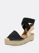 Elastic<b style="color:White;"><font size="1"> -</font></b>Straps<b style="color:White;"><font size="1"> -</font></b>Jute Wrapped Flatform Sandals