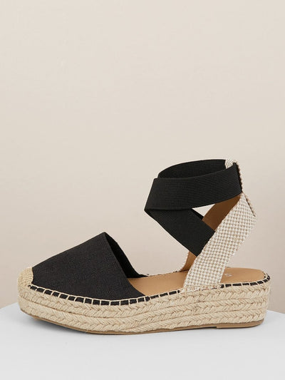 Elastic<b style="color:White;"><font size="1"> -</font></b>Straps<b style="color:White;"><font size="1"> -</font></b>Jute Wrapped Flatform Sandals