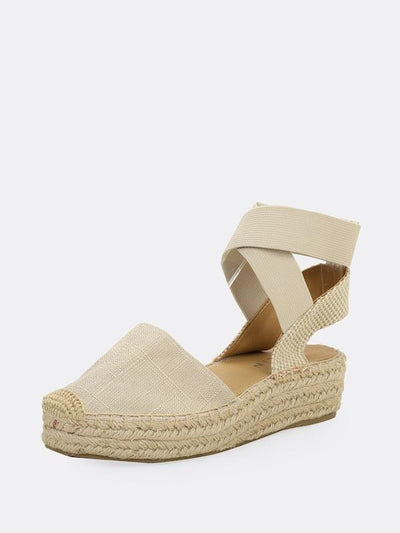 Elastic<b style="color:White;"><font size="1"> -</font></b>Straps<b style="color:White;"><font size="1"> -</font></b>Jute Wrapped Flatform Sandals