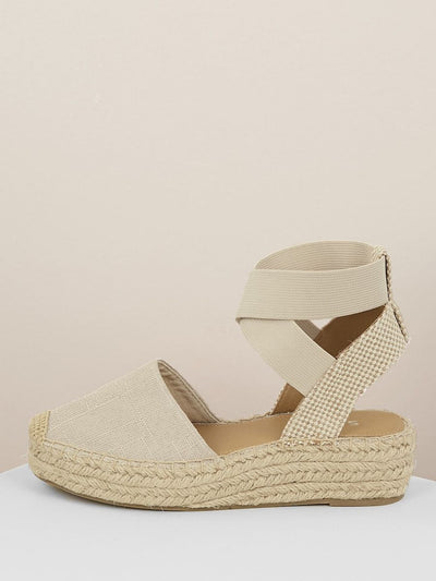 Elastic<b style="color:White;"><font size="1"> -</font></b>Straps<b style="color:White;"><font size="1"> -</font></b>Jute Wrapped Flatform Sandals