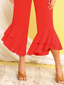 Solid<b style="color:White;"><font size="1"> -</font></b>Layered<b style="color:White;"><font size="1"> -</font></b>Ruffle Hem Crop Pants