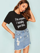 Neon<b style="color:White;"><font size="1"> -</font></b>Orange Slogan Print Tee