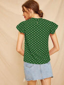 Butterfly<b style="color:White;"><font size="1"> -</font></b>Sleeve<b style="color:White;"><font size="1"> -</font></b>Polka Dot Frill Blouse