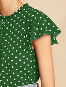 Butterfly<b style="color:White;"><font size="1"> -</font></b>Sleeve<b style="color:White;"><font size="1"> -</font></b>Polka Dot Frill Blouse